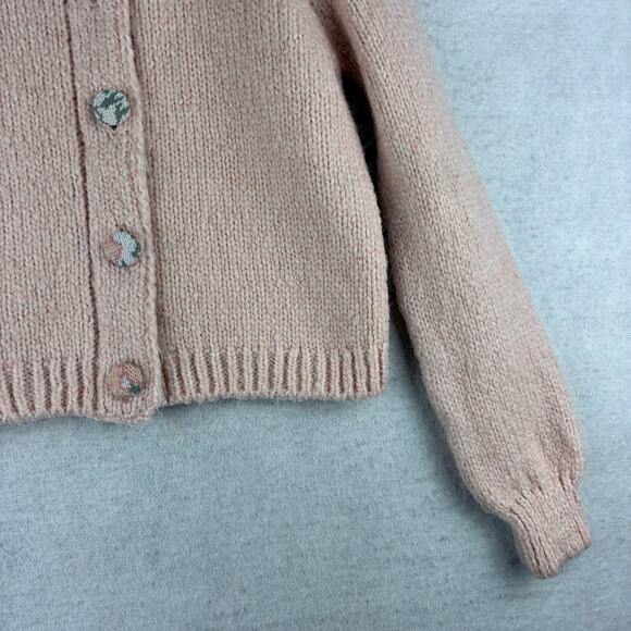 MNG Mango Pink Button Up Cardigan Sweater Women XXS 32" Bust Granny Alpaca Blend - Picture 3 of 12
